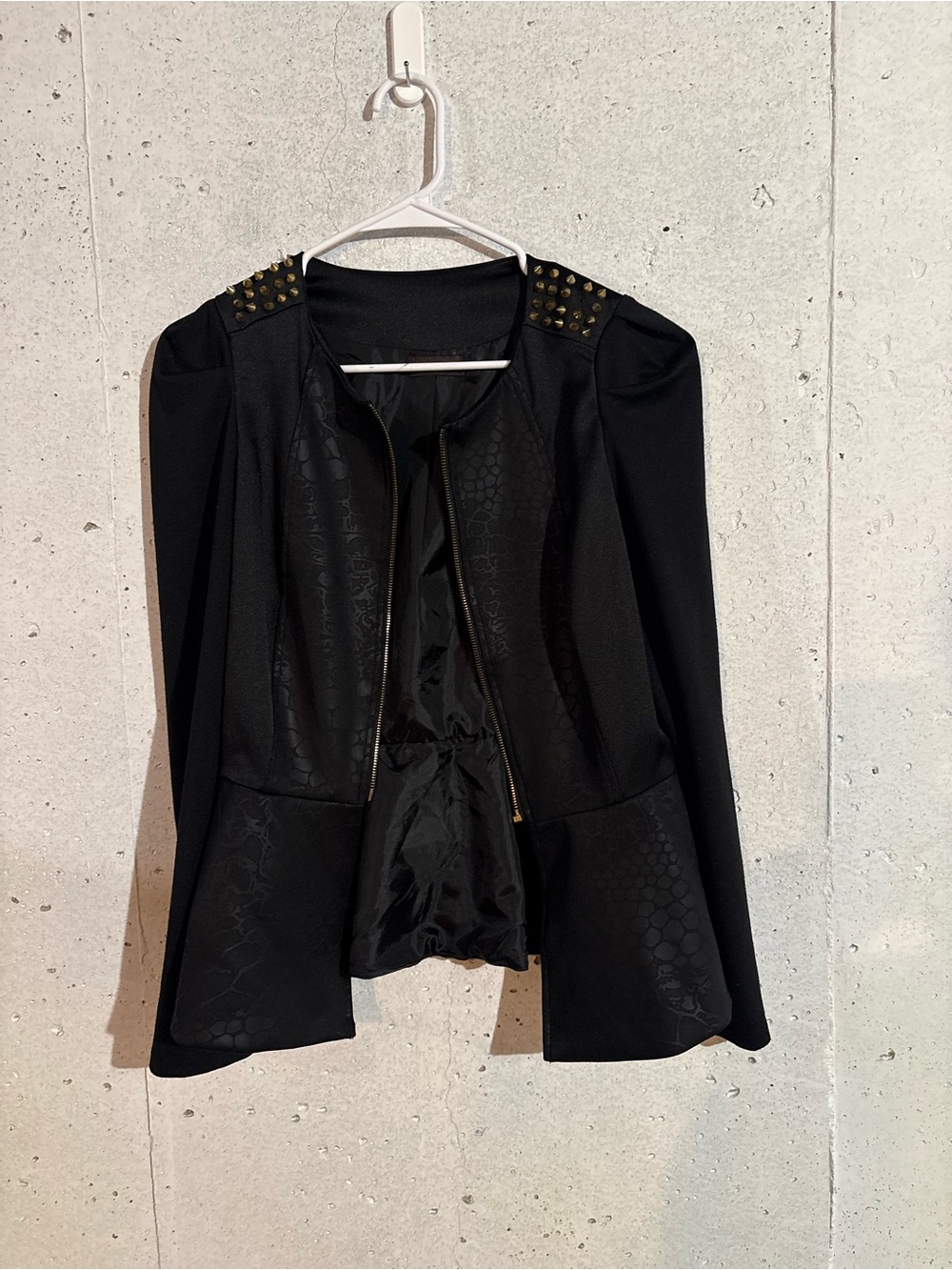 Mark. by Avon Black Studded Shoulder Peplum Zip Jacket | Size: Medium